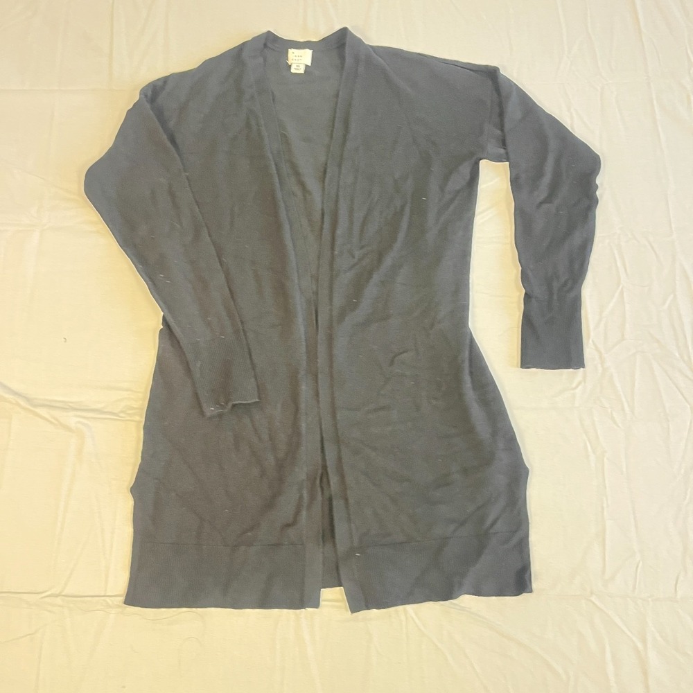 A New Day Cardigan Sweater Womens Xs Blackβ Tight Knit Ribbed Trim Open Front